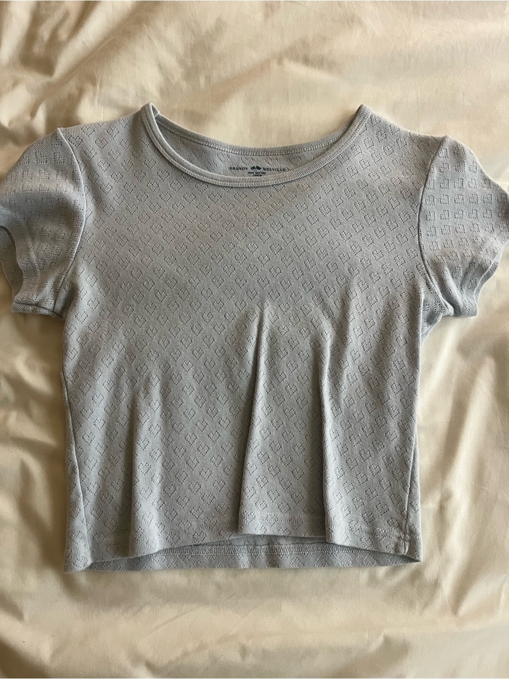Brandy Melville Blue Heart Eyelet Ashlyn Top